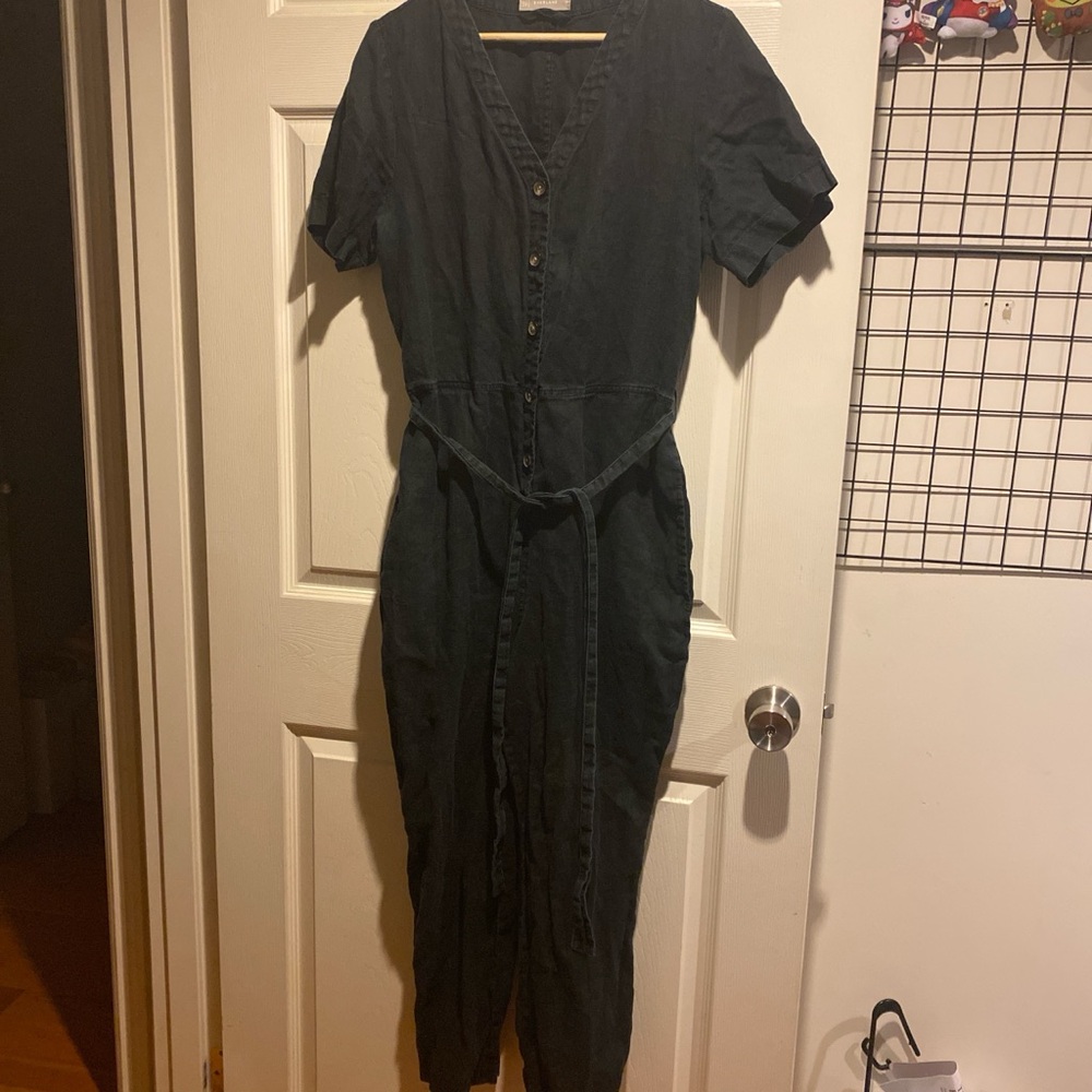 Everlane Charcoal Button-Up Jumpsuit